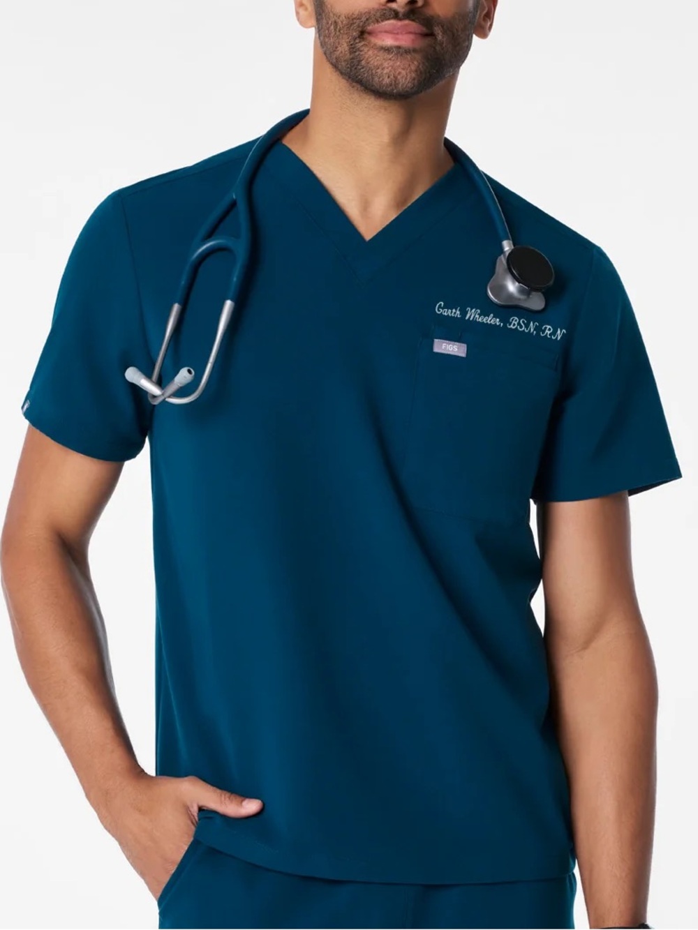 FIGS NWT Men's Leon Scrub Top in Deep Reef Blue PO#9401 - Picture 2 of 5